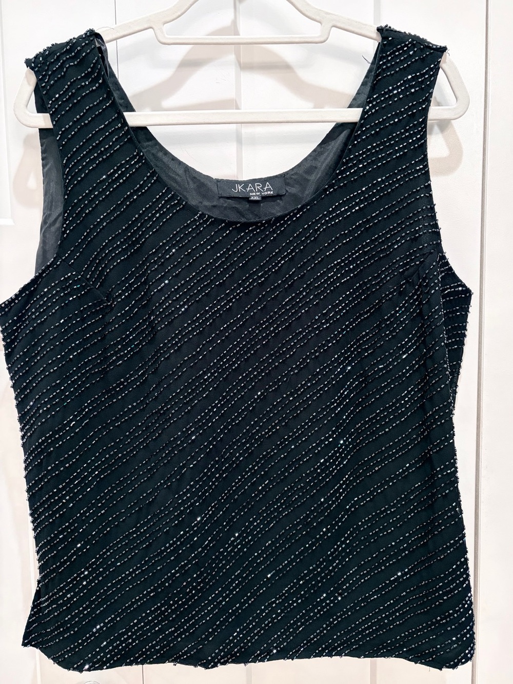 J Kara Black Beaded Sleeveless Tank Top